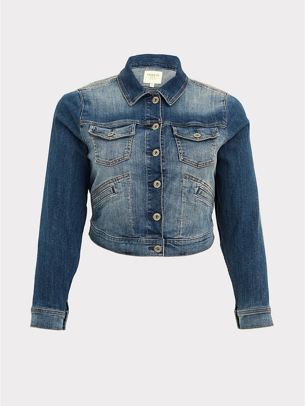 Torrid Size 2-Cropped Blue Denim Jacket